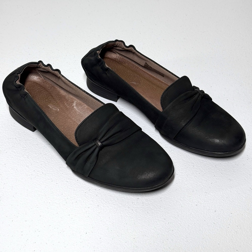 Dansko Shoes Womens 8.5 9 39 Karen Slip On Loafers Black Leather Stretch Heel